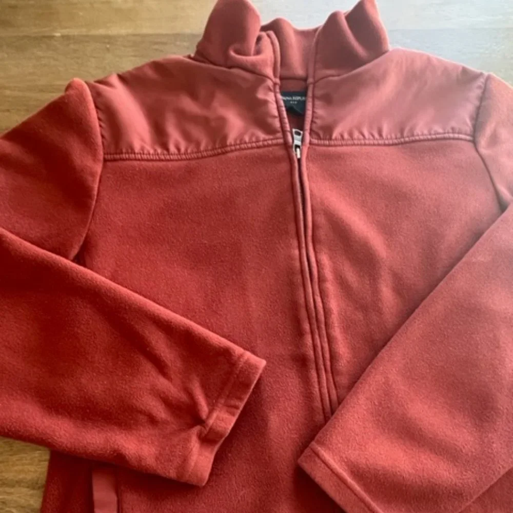 Banana Republic‎ Fleece Jacket Mens Size L Large Full Zip Up Color Rust Maroon